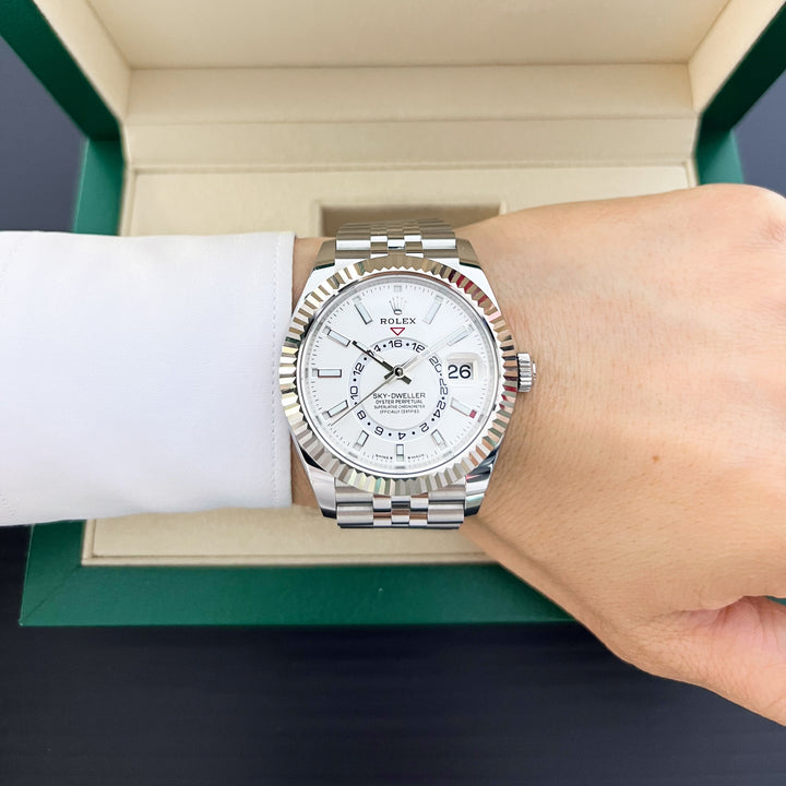 Rolex Sky-Dweller 42mm Steel/WG White Dial Stick Markers 2024 Ref m336934-0004 (#919)