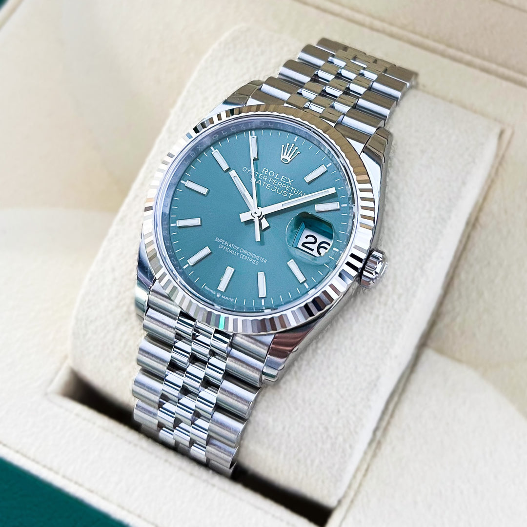 Rolex Datejust36 36mm Steel/WG Mint Green Dial Stick Markers 2025 Ref m126234-0051 (#921)