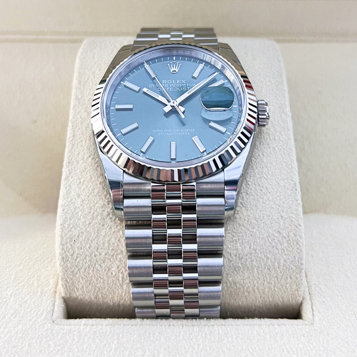 Rolex Datejust36 36mm Steel/WG Mint Green Dial Stick Markers 2025 Ref m126234-0051 (#1029)