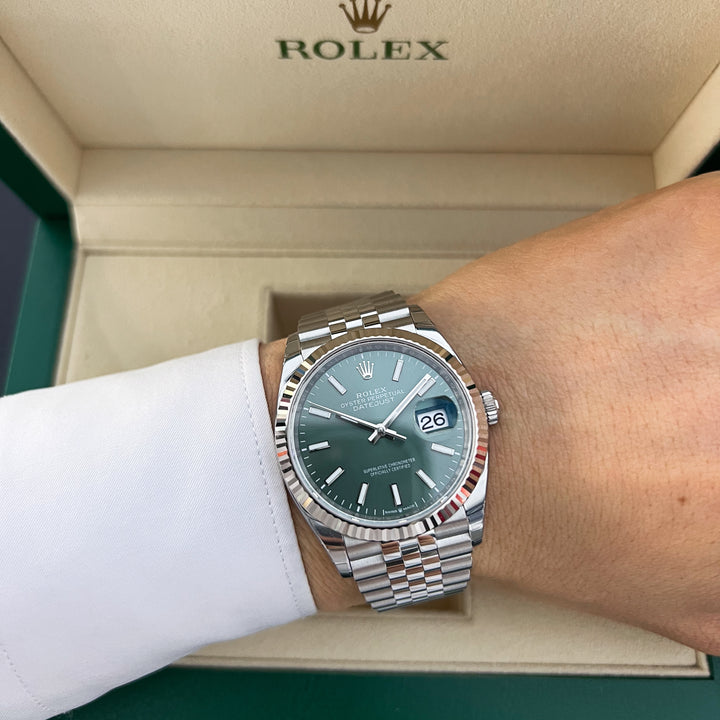 Rolex Datejust36 36mm Steel/WG Mint Green Dial Stick Markers 2025 Ref m126234-0051 (#1029)