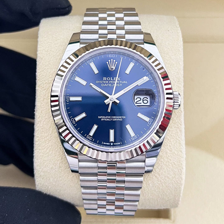 Rolex Datejust41 41mm Steel/WG Blue Dial Stick Markers 2025 Ref m126334-0002 (#931)