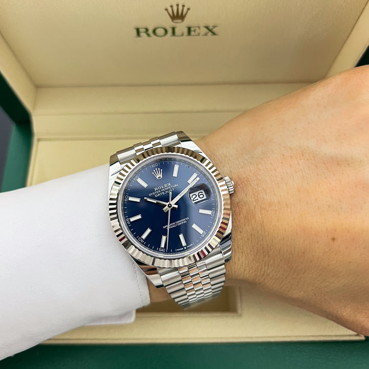 Rolex Datejust41 41mm Steel/WG Blue Dial Stick Markers 2025 Ref m126334-0002 (#931)