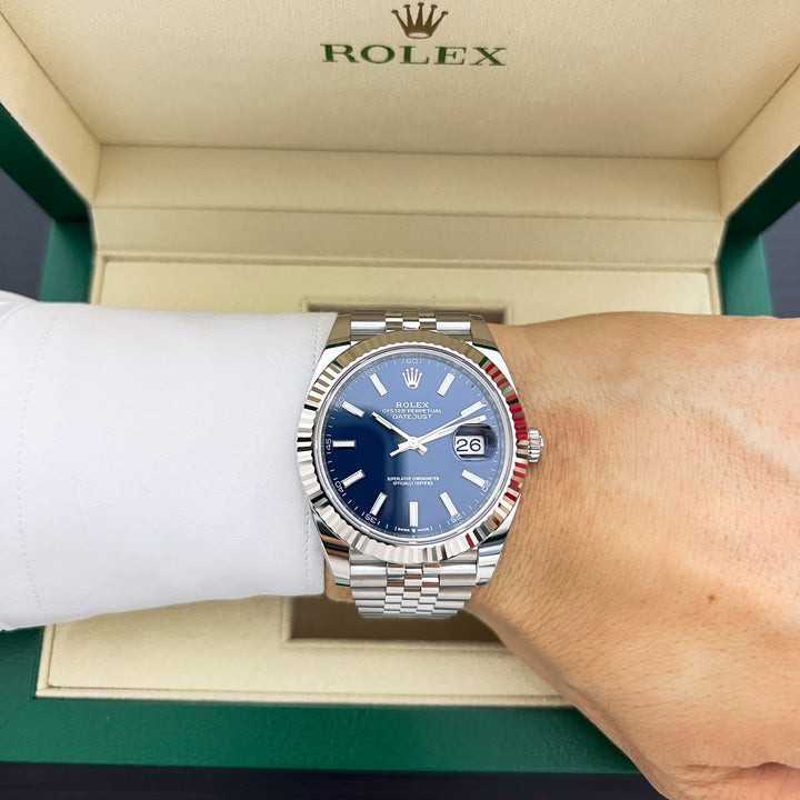 Rolex Datejust41 41mm Steel/WG Blue Dial Stick Markers 2025 Ref m126334-0002 (#931)