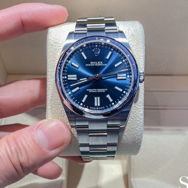 Rolex Oyster Perpetual41 41mm Steel Blue Dial Stick Markers 2025 Ref m124300-0003 (#897)