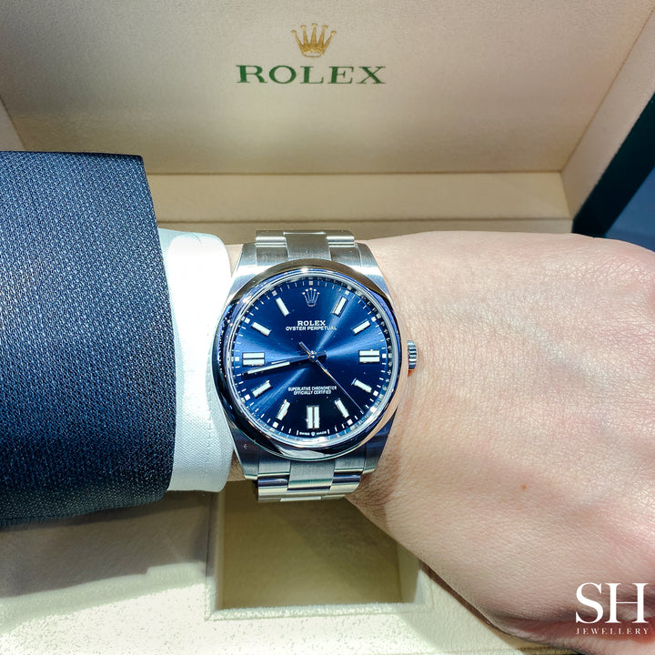 Rolex Oyster Perpetual41 41mm Steel Blue Dial Stick Markers 2025 Ref m124300-0003 (#897)