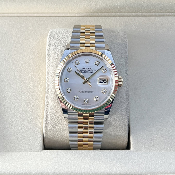 Rolex Datejust36 36mm Steel/YG MOP Dial Diamond Markers 2025 Ref m126233-0023 (#975)