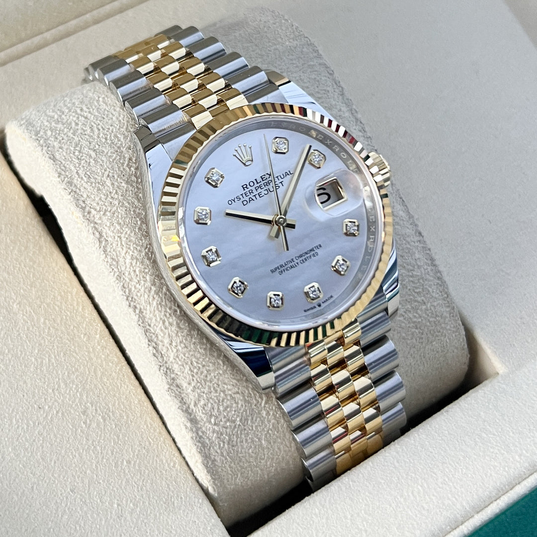 Rolex Datejust36 36mm Steel/YG MOP Dial Diamond Markers 2025 Ref m126233-0023 (#975)