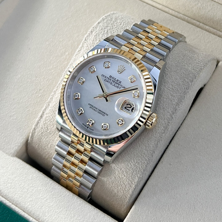 Rolex Datejust36 36mm Steel/YG MOP Dial Diamond Markers 2025 Ref m126233-0023 (#975)