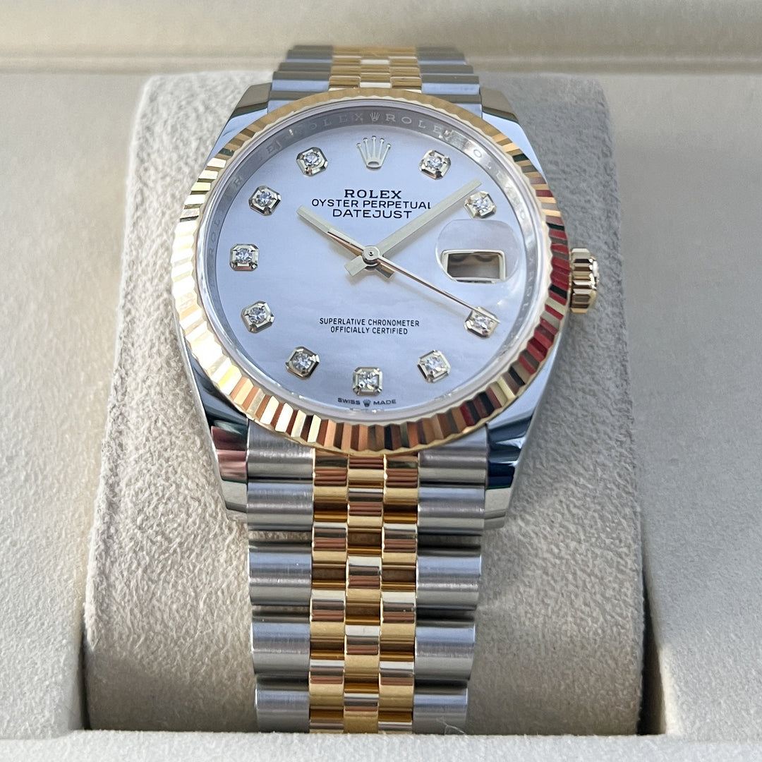 Rolex Datejust36 36mm Steel/YG MOP Dial Diamond Markers 2025 Ref m126233-0023 (#975)