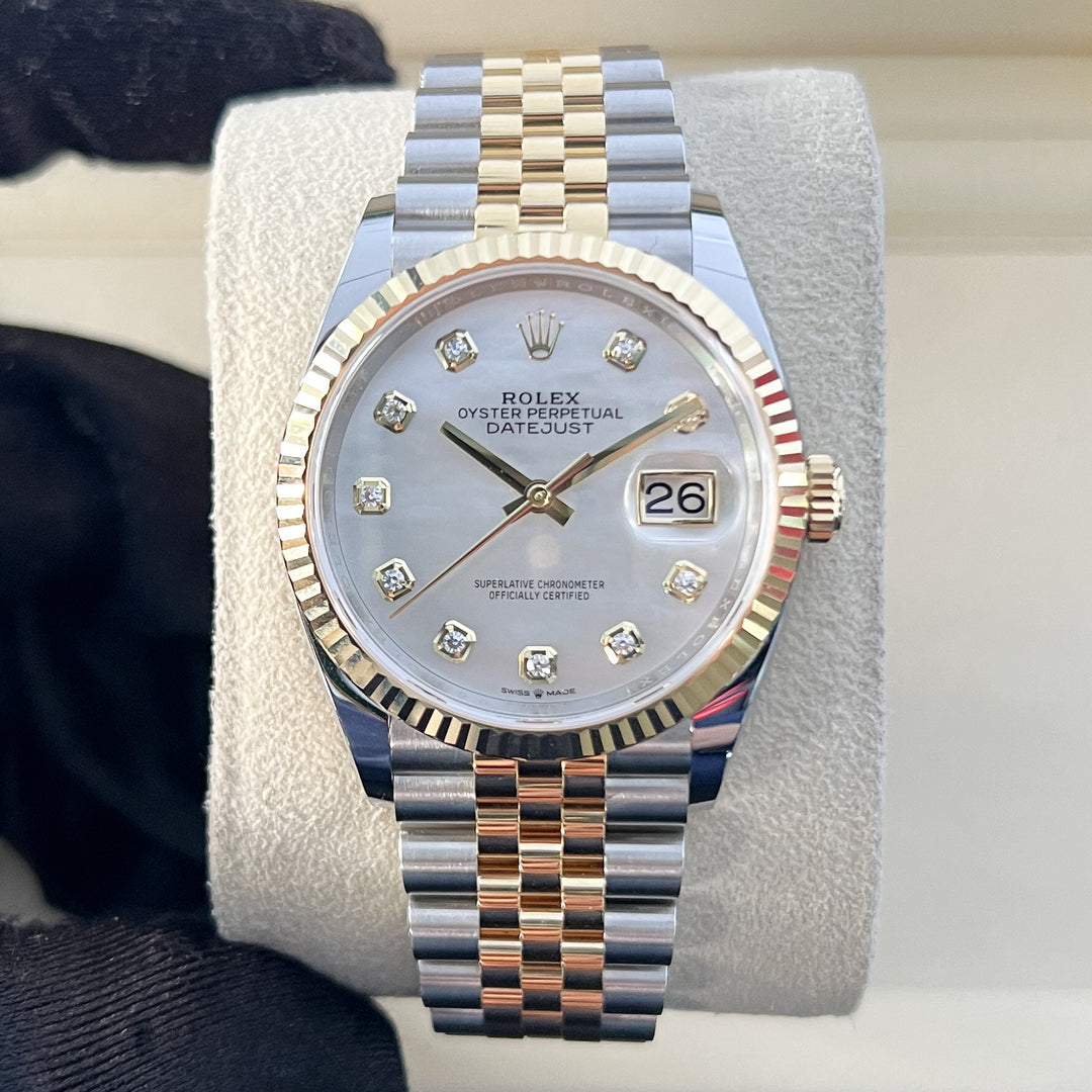 Rolex Datejust36 36mm Steel/YG MOP Dial Diamond Markers 2025 Ref m126233-0023 (#975)