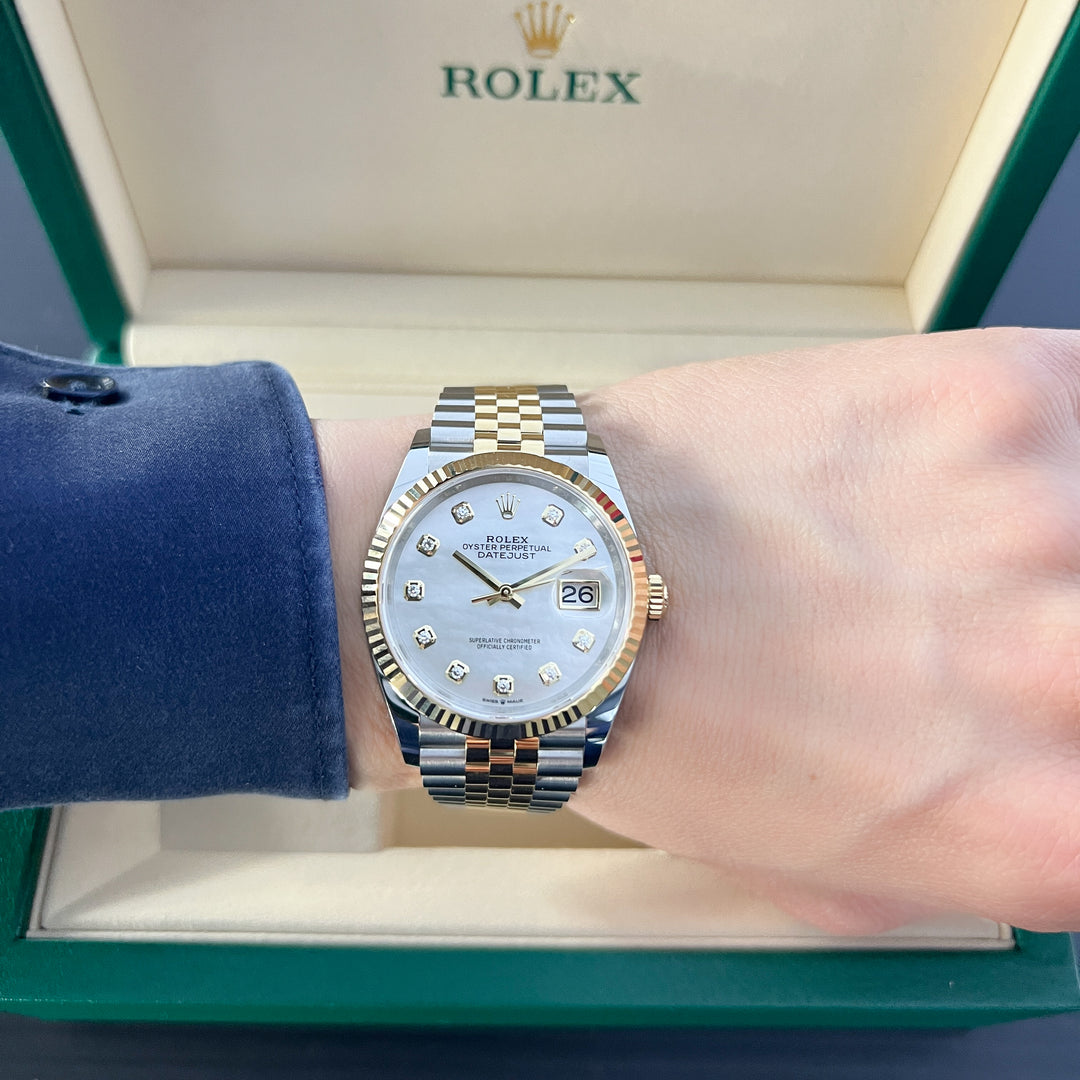 Rolex Datejust36 36mm Steel/YG MOP Dial Diamond Markers 2025 Ref m126233-0023 (#975)
