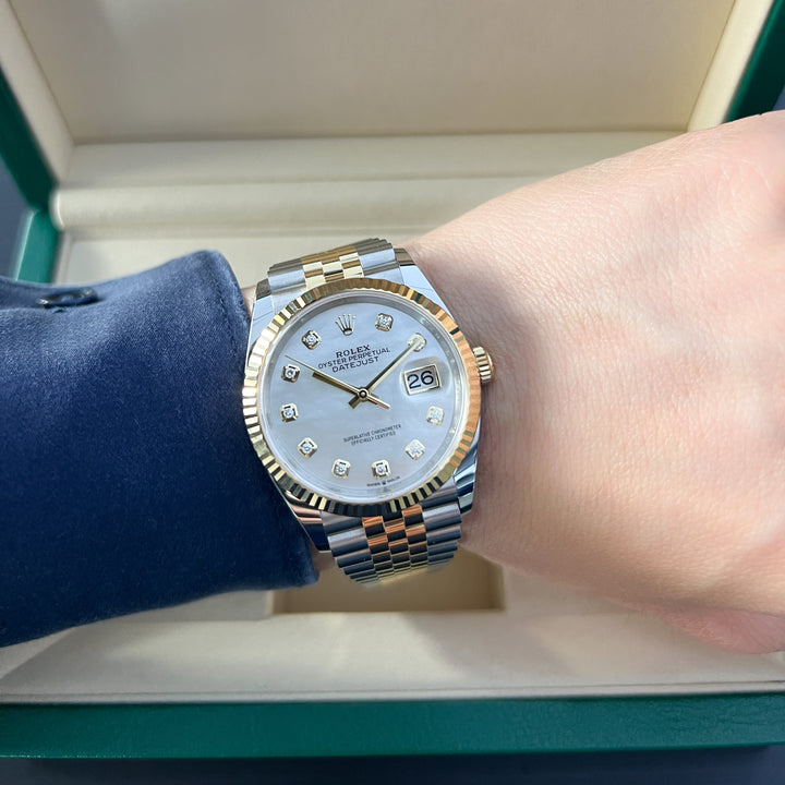 Rolex Datejust36 36mm Steel/YG MOP Dial Diamond Markers 2025 Ref m126233-0023 (#975)