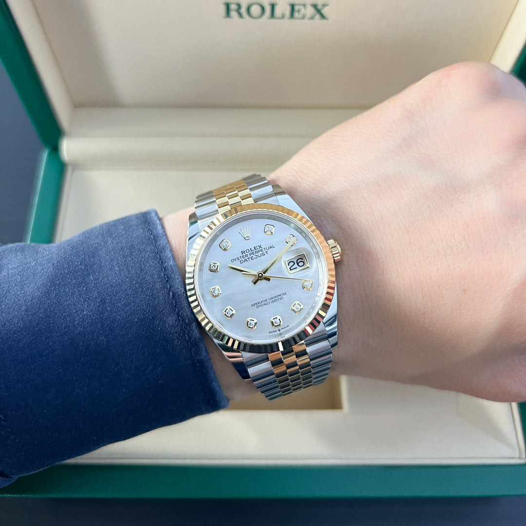 Rolex Datejust36 36mm Steel/YG MOP Dial Diamond Markers 2025 Ref m126233-0023 (#975)