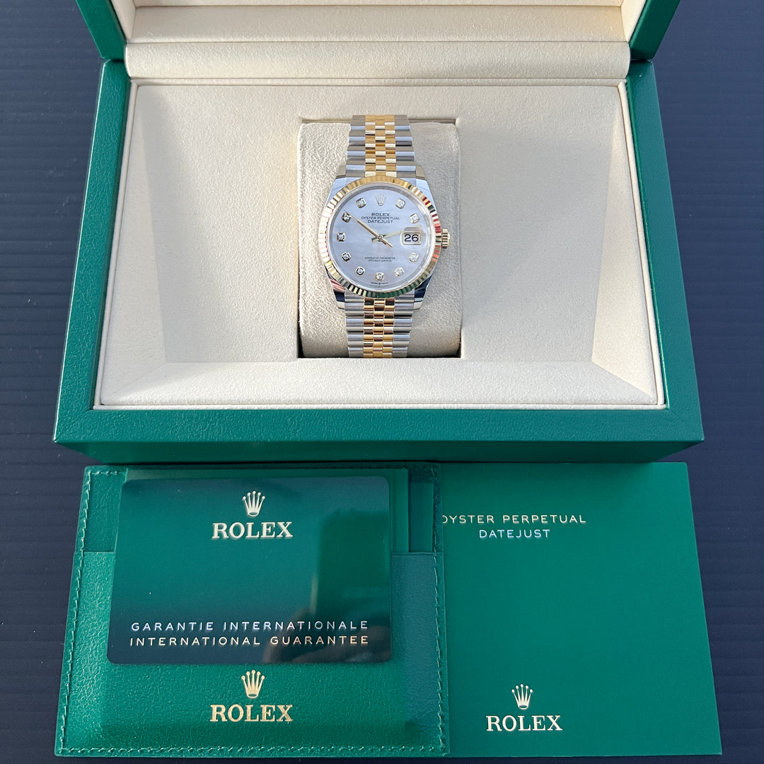 Rolex Datejust36 36mm Steel/YG MOP Dial Diamond Markers 2025 Ref m126233-0023 (#975)