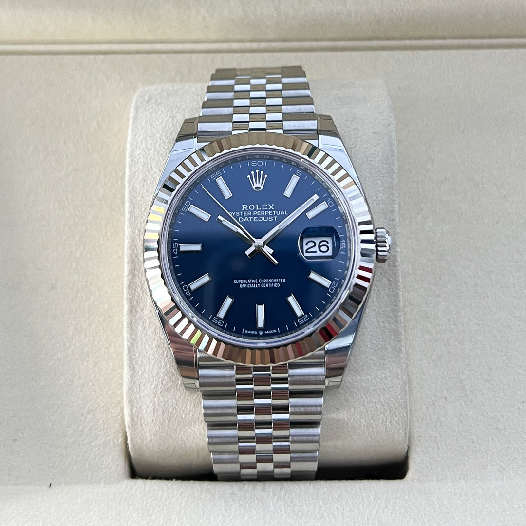 Rolex Datejust41 41mm Steel/WG Blue Dial Stick Markers 2025 Ref m126334-0002 (#1035)