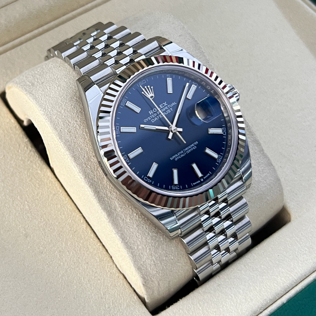 Rolex Datejust41 41mm Steel/WG Blue Dial Stick Markers 2025 Ref m126334-0002 (#1035)