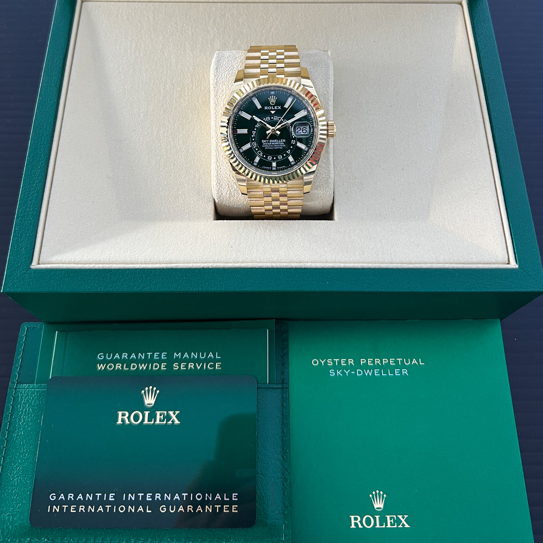 Rolex Sky-Dweller 42mm YG Green Dial Stick Markers 2025 Ref m336938-0008 (#1014)