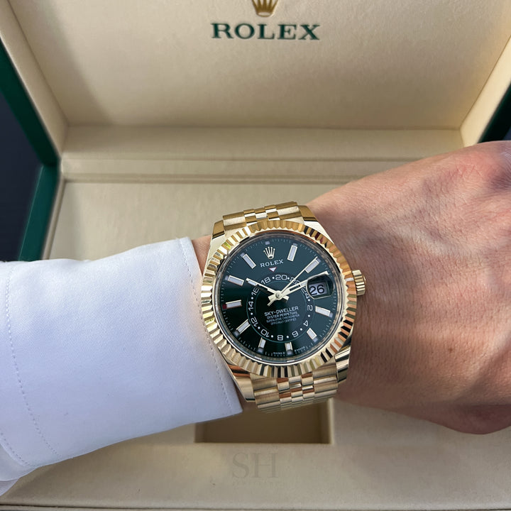 Rolex Sky-Dweller 42mm YG Green Dial Stick Markers 2025 Ref m336938-0008 (#1014)