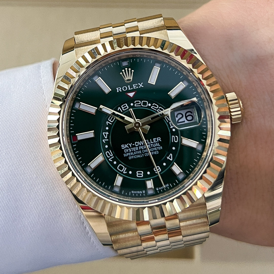 Rolex Sky-Dweller 42mm YG Green Dial Stick Markers 2025 Ref m336938-0008 (#1014)