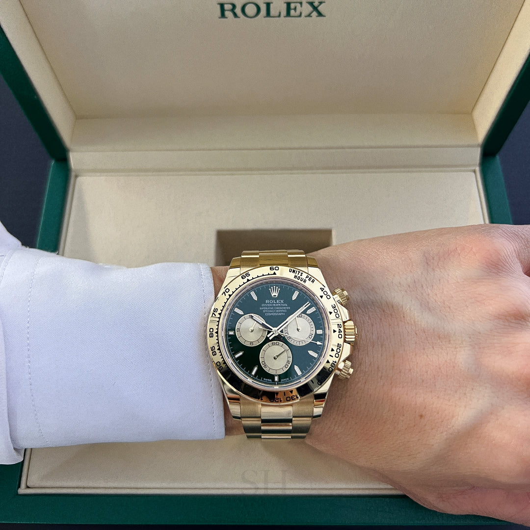 Rolex Cosmograph Daytona 40mm 'John Mayer' YG Green Dial Stick Markers 2025 Ref m126508-0008 (#1013)