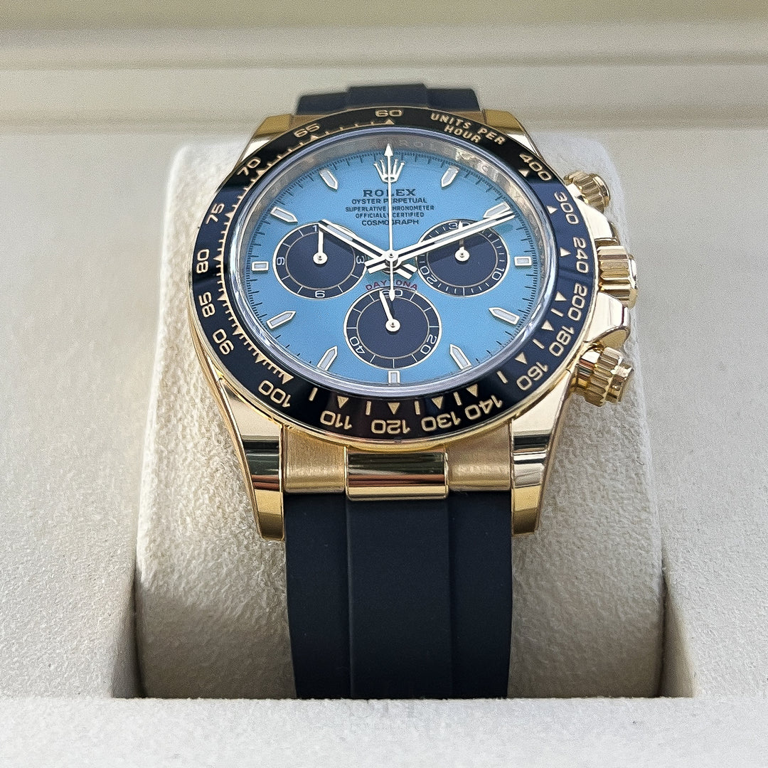 Rolex Cosmograph Daytona 40mm 'Tiffany Blue' YG Turquoise Blue Dial Stick Markers 2025 Ref m126518ln-0014 (#1015)