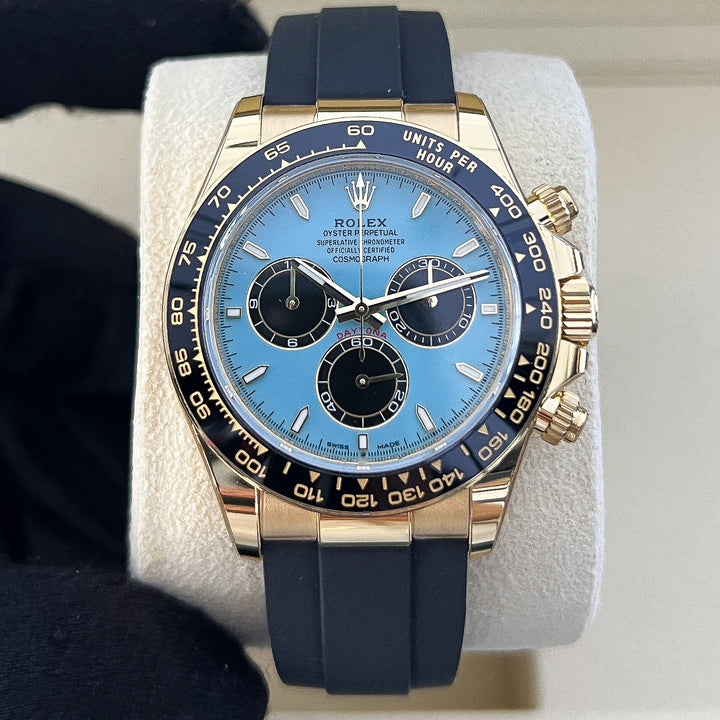 Rolex Cosmograph Daytona 40mm 'Tiffany Blue' YG Turquoise Blue Dial Stick Markers 2025 Ref m126518ln-0014 (#1015)