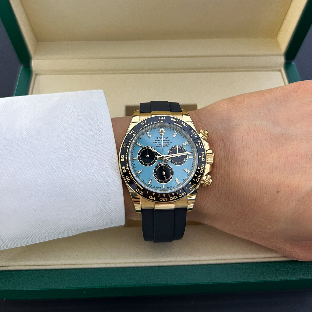 Rolex Cosmograph Daytona 40mm 'Tiffany Blue' YG Turquoise Blue Dial Stick Markers 2025 Ref m126518ln-0014 (#1015)