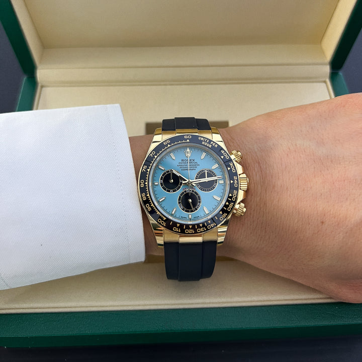 Rolex Cosmograph Daytona 40mm 'Tiffany Blue' YG Turquoise Blue Dial Stick Markers 2025 Ref m126518ln-0014 (#1015)