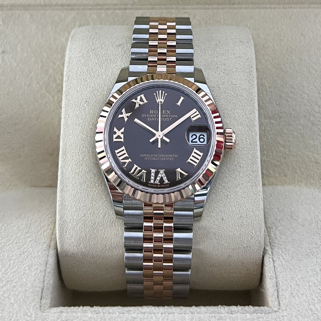 Rolex Datejust31 31mm Steel/RG Chocolate Dial Numeral Markers 2025 Ref m278271-0004 (#1007)