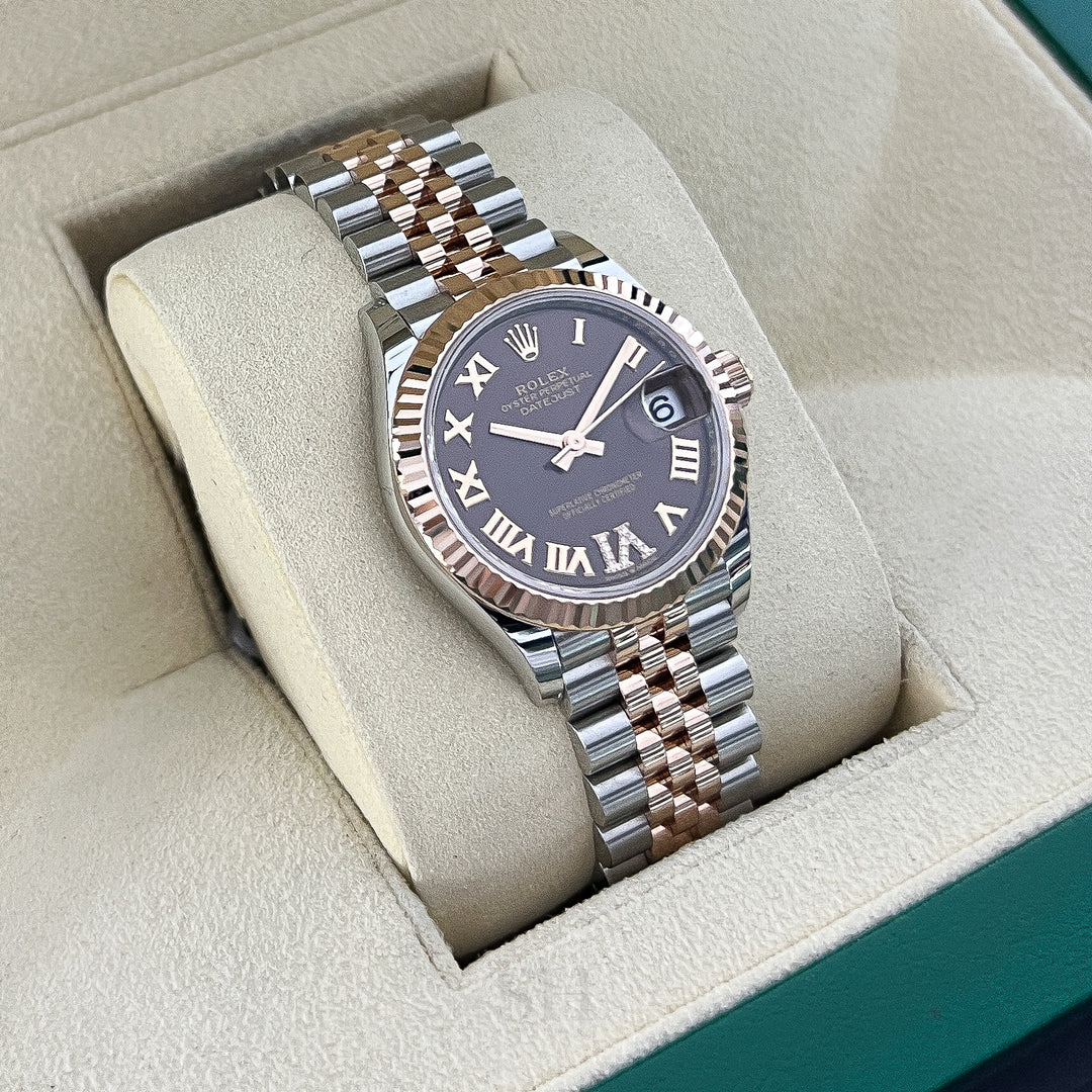 Rolex Datejust31 31mm Steel/RG Chocolate Dial Numeral Markers 2025 Ref m278271-0004 (#1007)