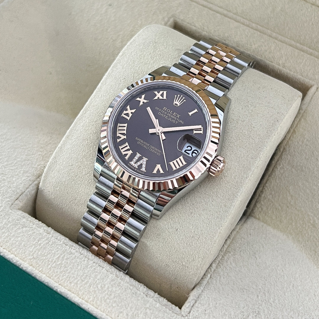 Rolex Datejust31 31mm Steel/RG Chocolate Dial Numeral Markers 2025 Ref m278271-0004 (#1007)