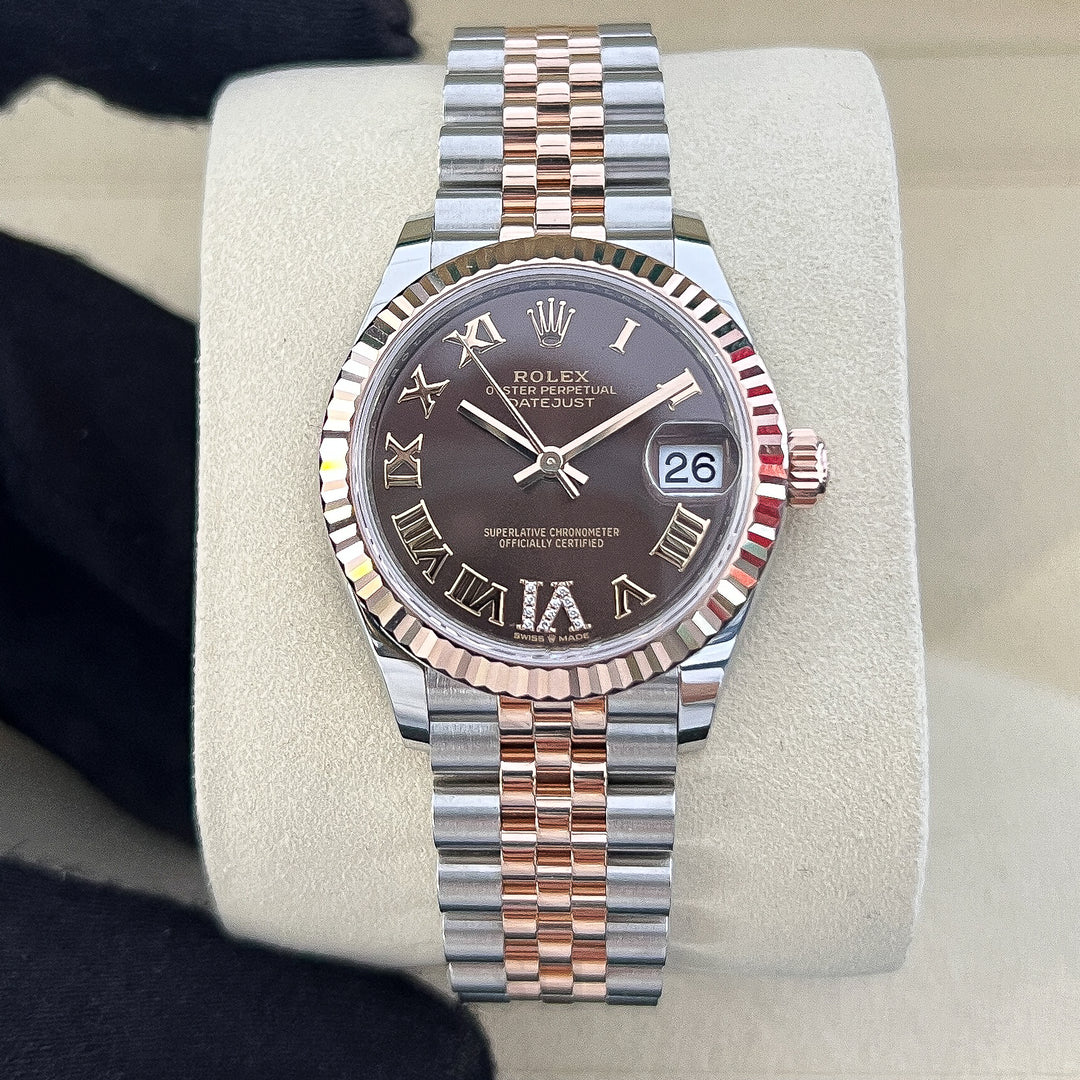 Rolex Datejust31 31mm Steel/RG Chocolate Dial Numeral Markers 2025 Ref m278271-0004 (#1007)