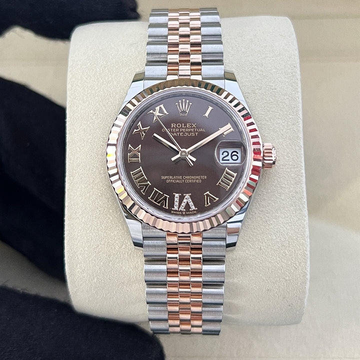 Rolex Datejust31 31mm Steel/RG Chocolate Dial Numeral Markers 2025 Ref m278271-0004 (#1007)