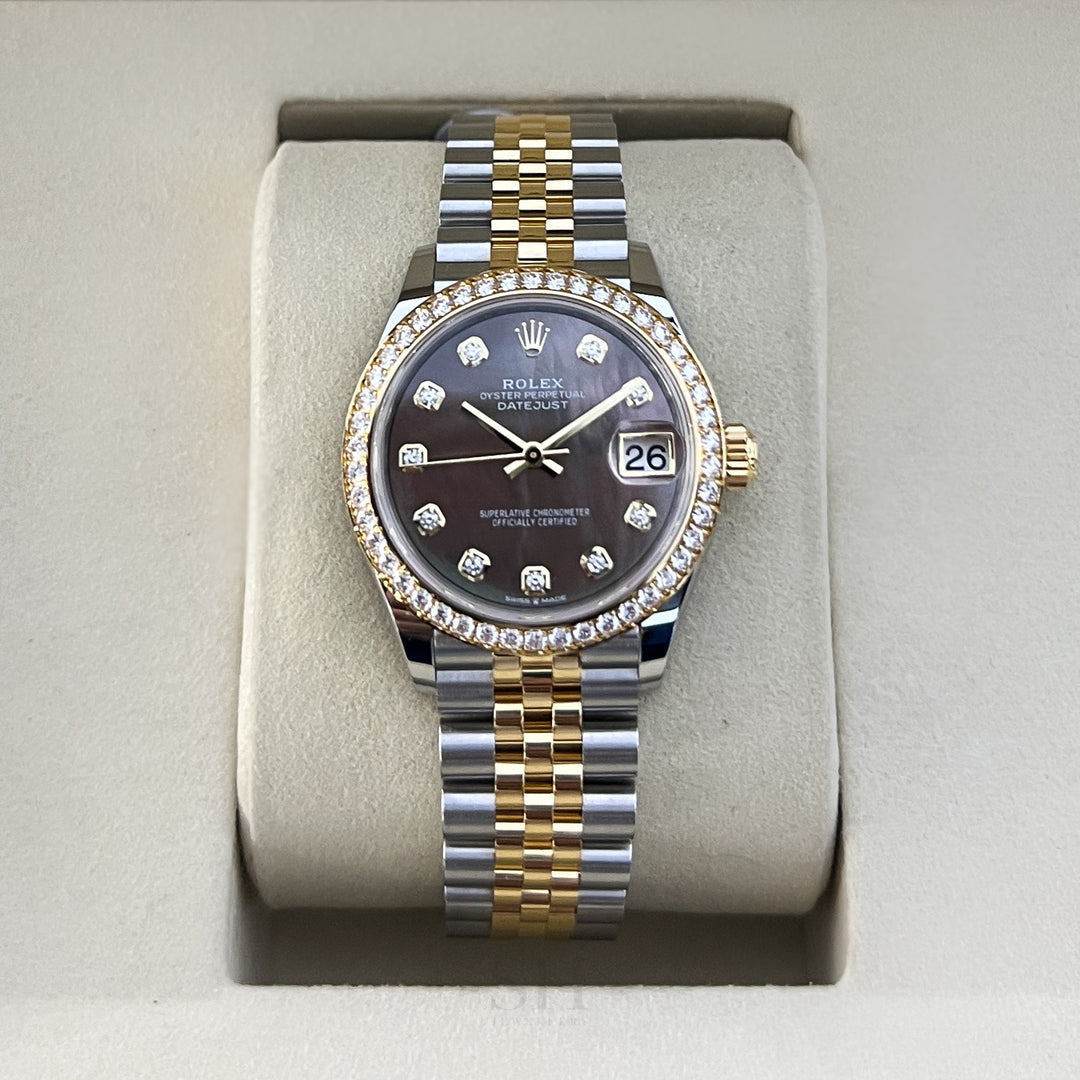 Rolex Datejust31 31mm Steel/YG Black MOP Dial Diamond Markers 2025 Ref m278383rbr-0024 (#1024)