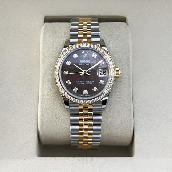 Rolex Datejust31 31mm Steel/YG Black MOP Dial Diamond Markers 2025 Ref m278383rbr-0024 (#1024)