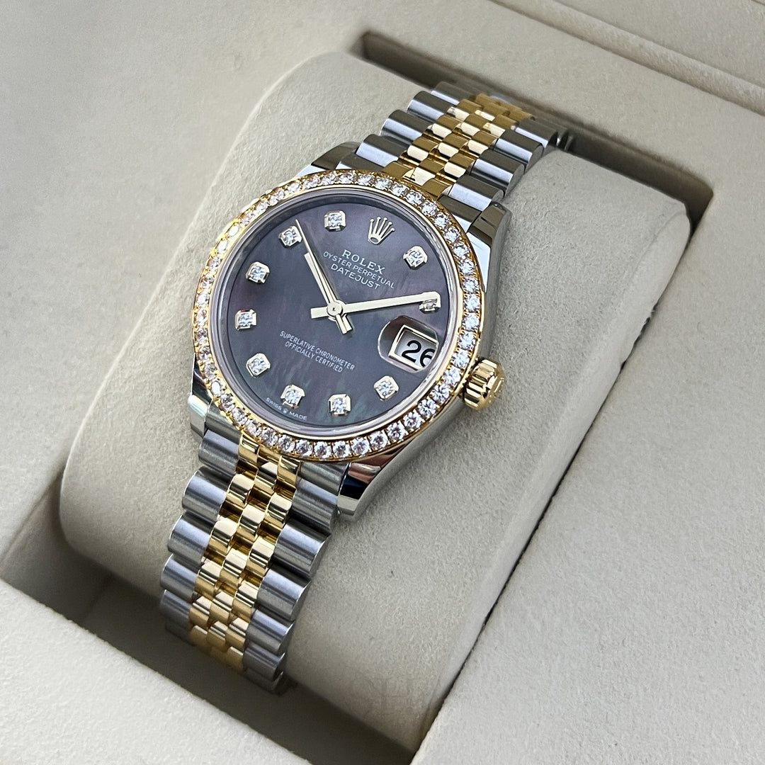 Rolex Datejust31 31mm Steel/YG Black MOP Dial Diamond Markers 2025 Ref m278383rbr-0024 (#1024)