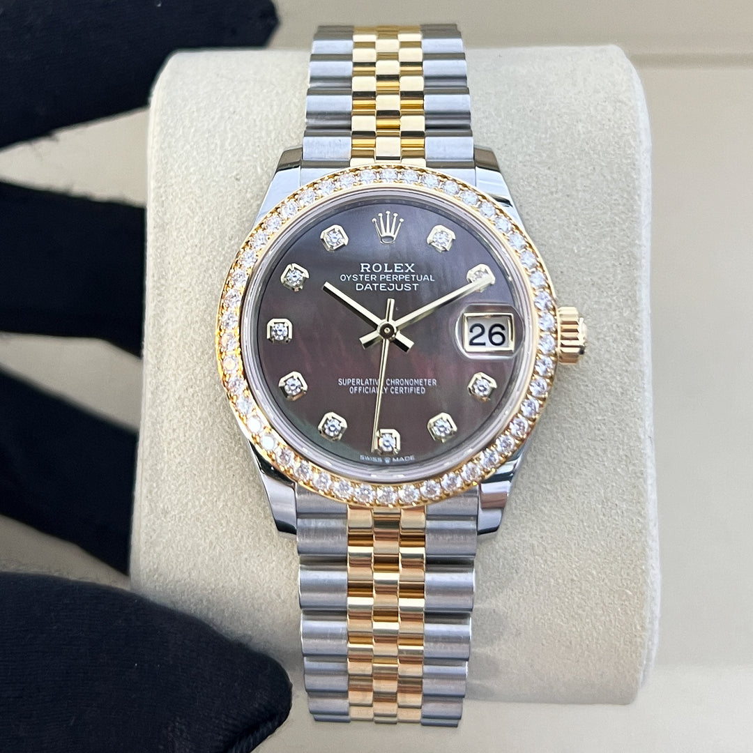 Rolex Datejust31 31mm Steel/YG Black MOP Dial Diamond Markers 2025 Ref m278383rbr-0024 (#1024)