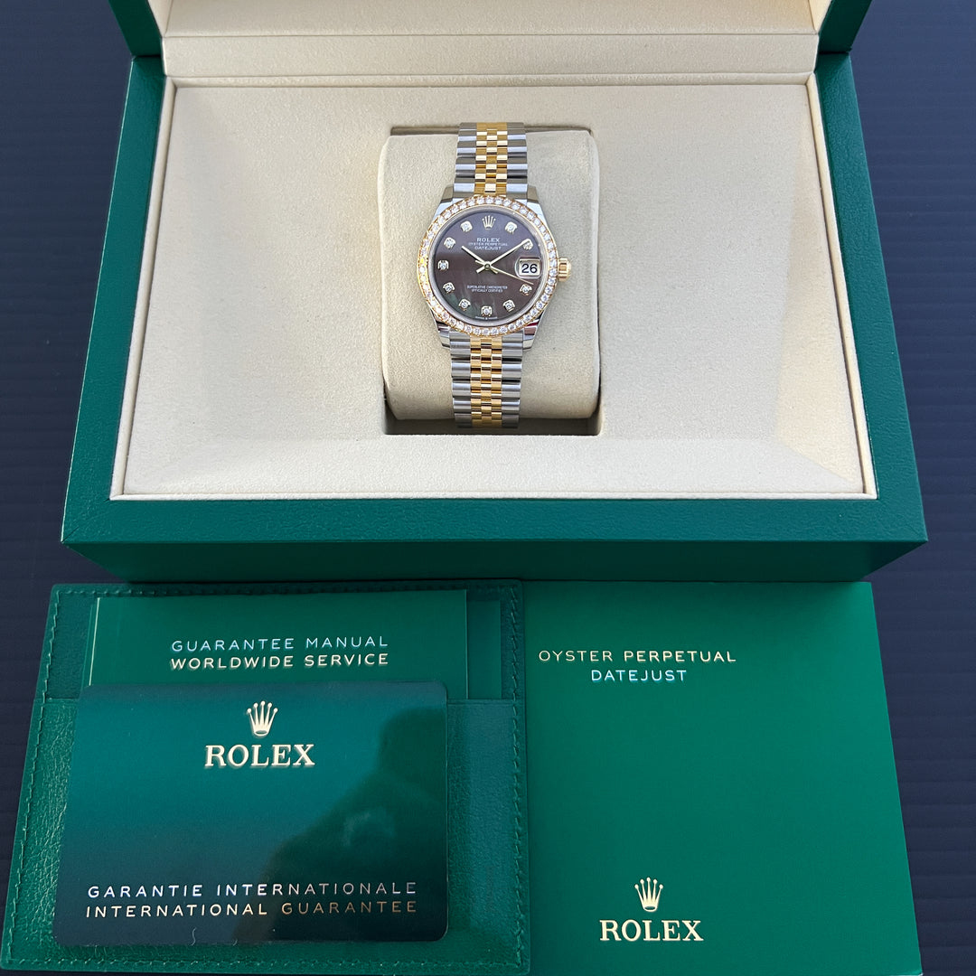 Rolex Datejust31 31mm Steel/YG Black MOP Dial Diamond Markers 2025 Ref m278383rbr-0024 (#1024)