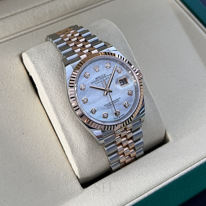 Rolex Datejust36 36mm Steel/RG MOP Dial Diamond Markers 2025 Ref m126231-0021 (#1019)