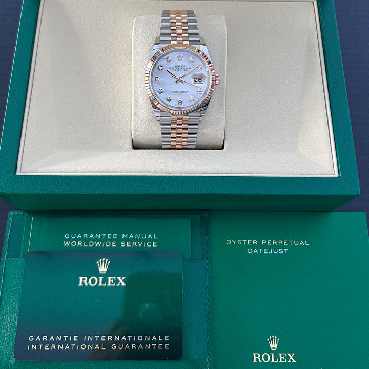 Rolex Datejust36 36mm Steel/RG MOP Dial Diamond Markers 2025 Ref m126231-0021 (#1019)