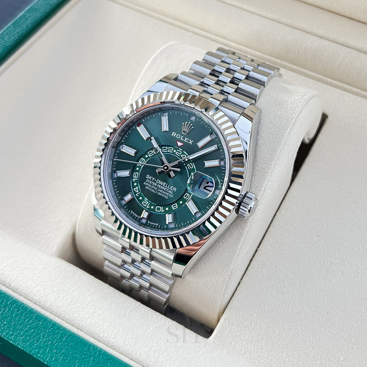 Rolex Sky-Dweller 42mm Steel/WG Mint Green Dial Stick Markers 2025 Ref m336934-0002 (#1041)
