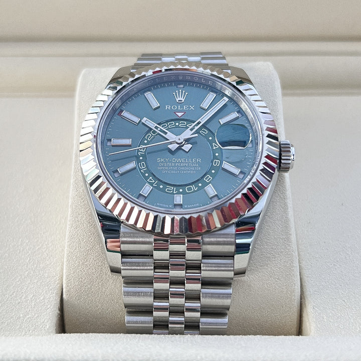 Rolex Sky-Dweller 42mm Steel/WG Mint Green Dial Stick Markers 2025 Ref m336934-0002 (#1041)