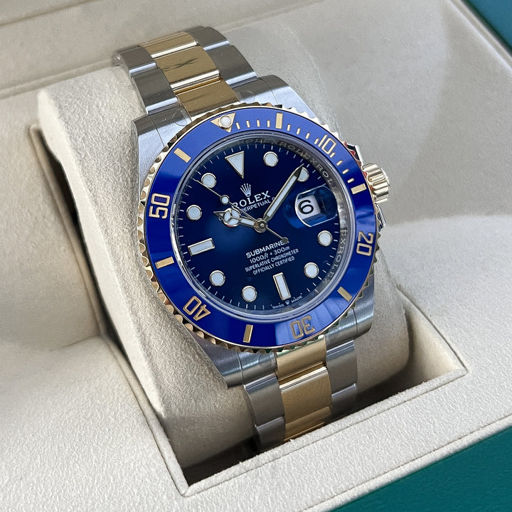 Rolex Submariner-Date 41mm 'Bluesy' Steel/YG Blue Dial Button Markers 2025 Ref m126613lb-0002 (#1036)
