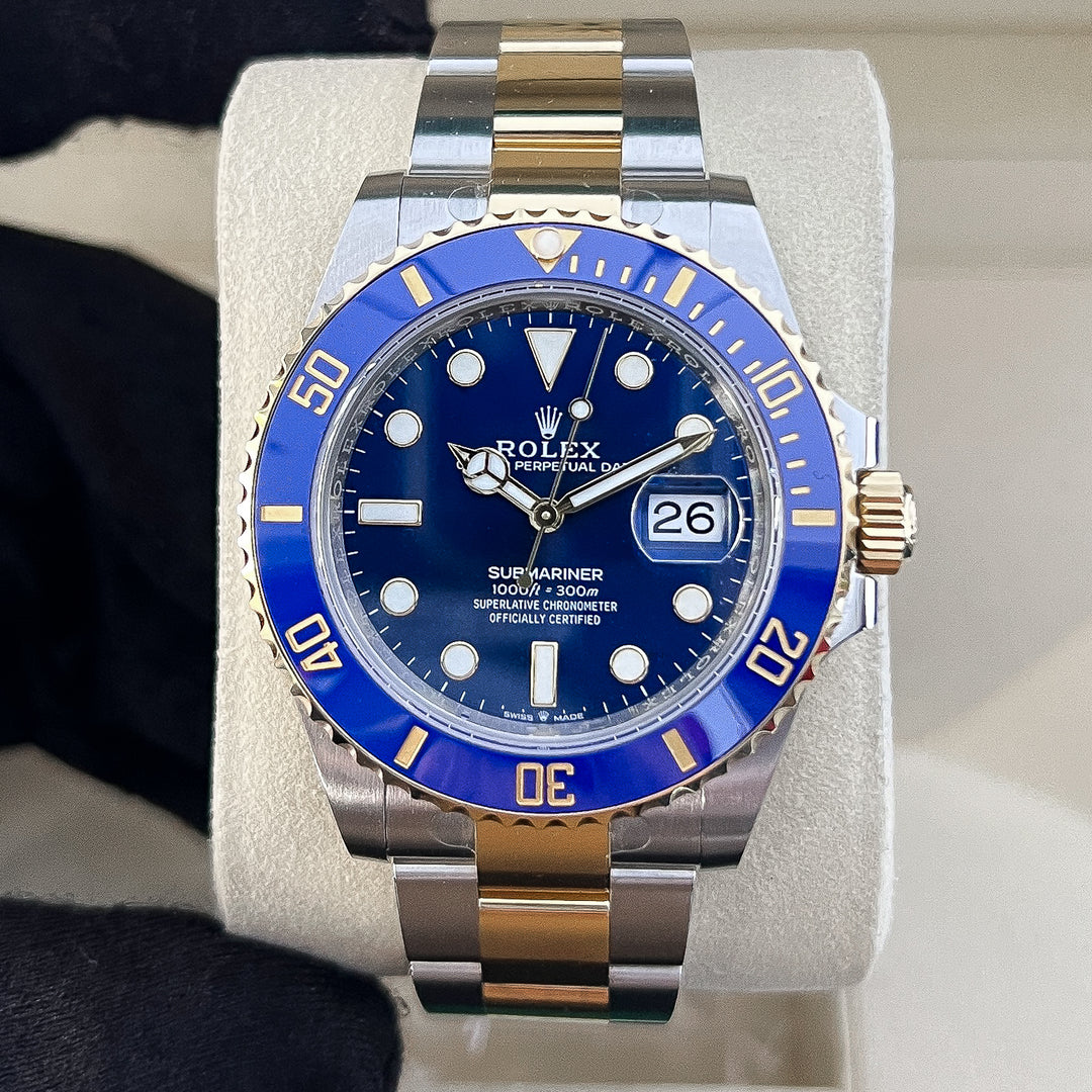 Rolex Submariner-Date 41mm 'Bluesy' Steel/YG Blue Dial Button Markers 2025 Ref m126613lb-0002 (#1036)