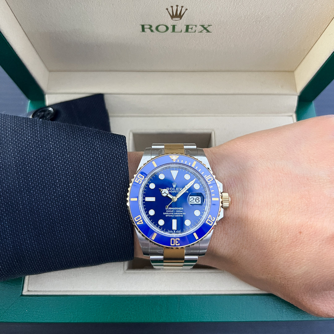 Rolex Submariner-Date 41mm 'Bluesy' Steel/YG Blue Dial Button Markers 2025 Ref m126613lb-0002 (#1036)