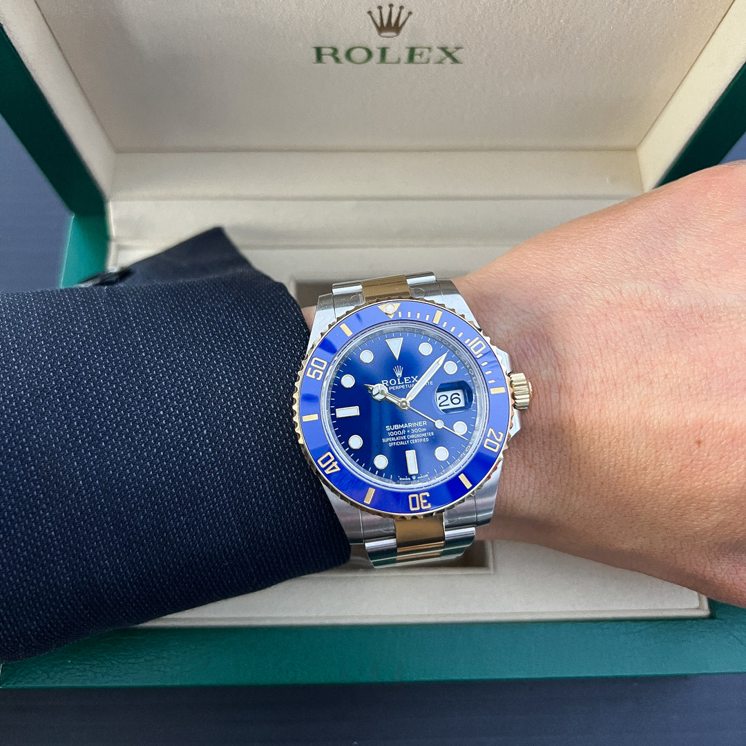 Rolex Submariner-Date 41mm 'Bluesy' Steel/YG Blue Dial Button Markers 2025 Ref m126613lb-0002 (#1036)