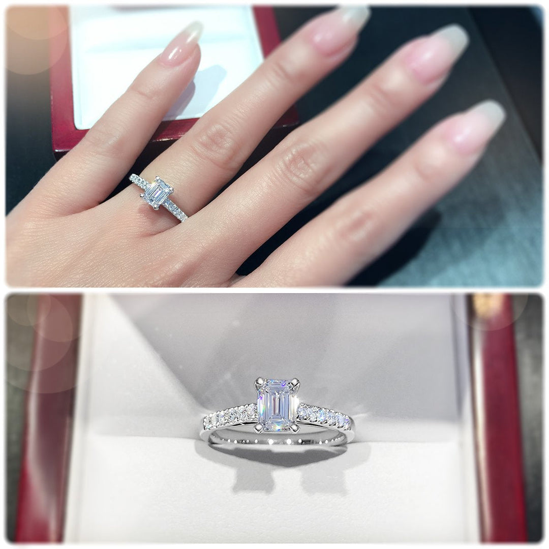 Timeless Emerald Cut 4-Claw Diamond Ring - W0327 (Lab Grown)
