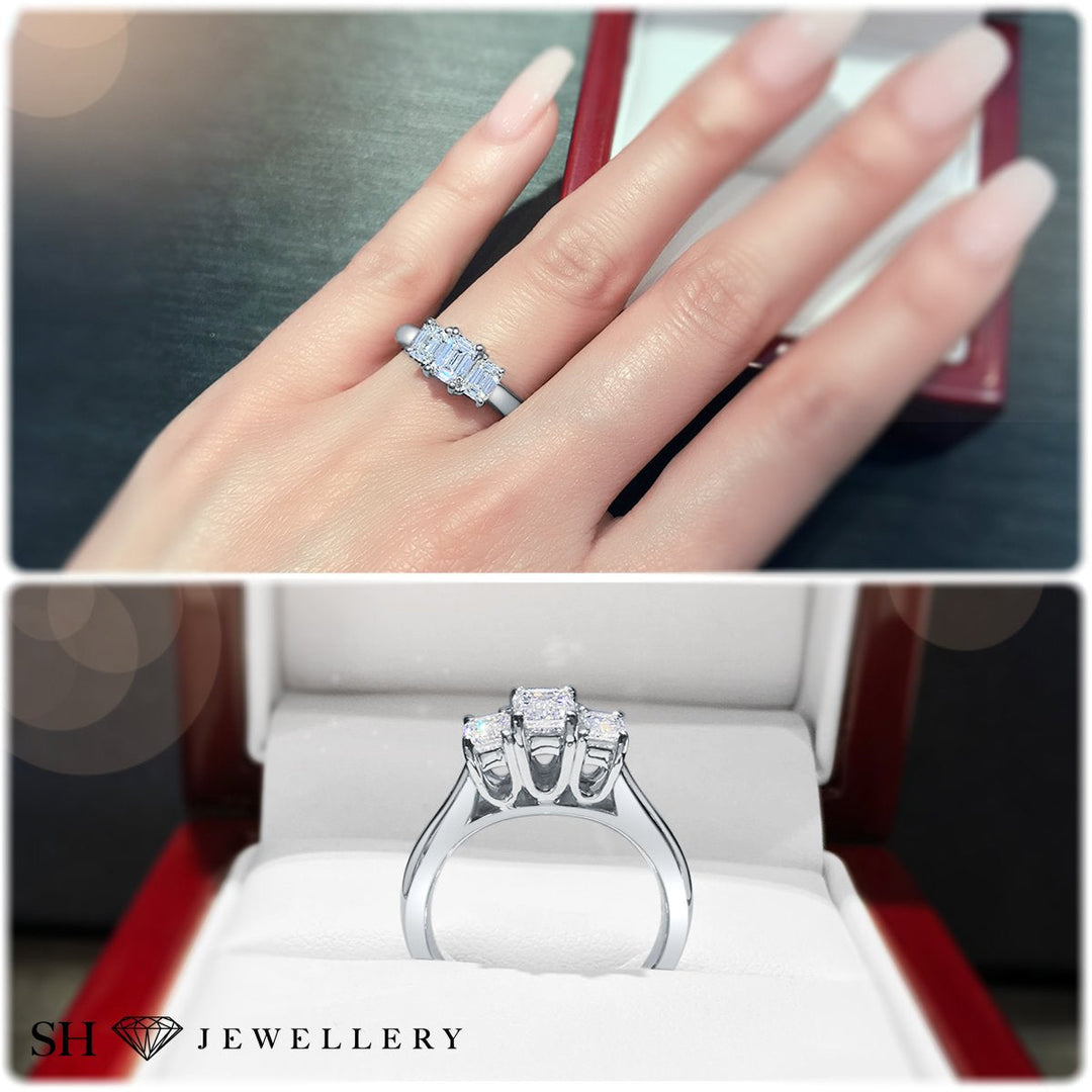 Trilogy Emerald Cut Diamond Ring - W0326 (Lab Grown)