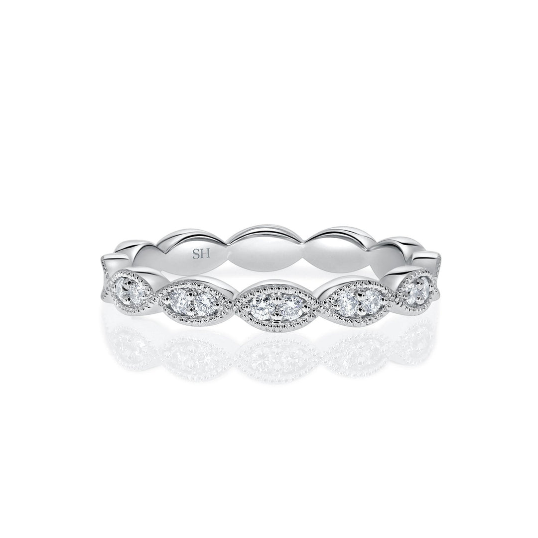 Marquise Panel With Milgrain Edging (2.8mm) - W0520 — 18kt White Gold (Clearance)