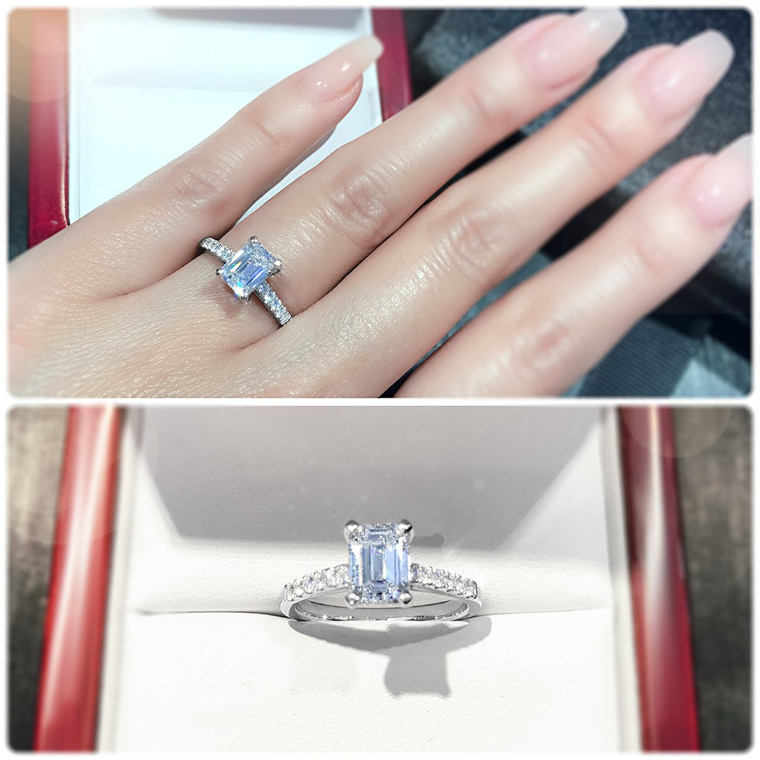 Timeless Emerald Cut 4-Claw Diamond Ring - W0327 (Lab Grown)